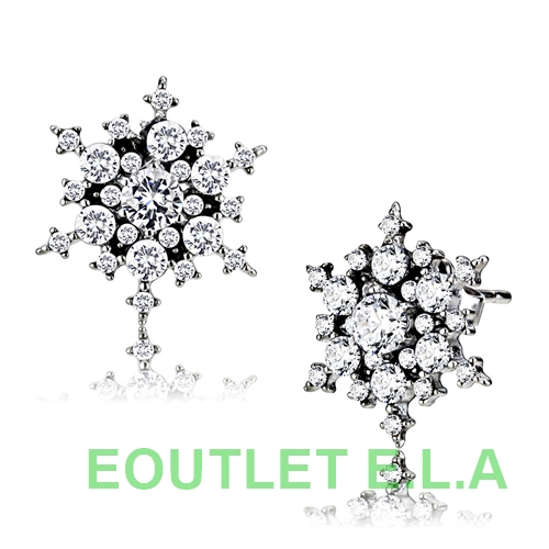 SPARKLING CZ SNOWFLAKE STAINLESS STEEL STUD EARRINGS